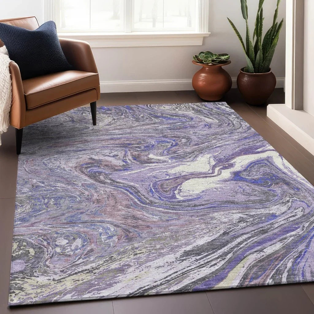 Malika Purple Washable Indoor-Outdoor Rug-Outdoor Rugs-LOOMLAN Rugs-LOOMLAN
