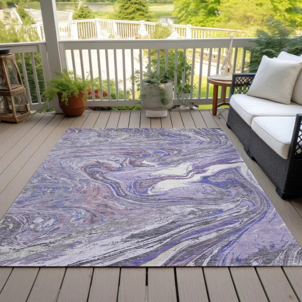 Malika Purple Washable Indoor-Outdoor Rug-Outdoor Rugs-LOOMLAN Rugs-LOOMLAN