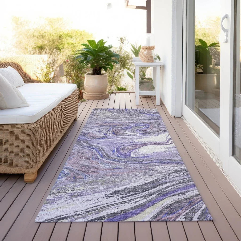 Malika Purple Washable Indoor-Outdoor Rug-Outdoor Rugs-LOOMLAN Rugs-LOOMLAN