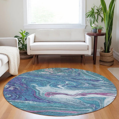 Malika Teal Washable Indoor-Outdoor Rug-Outdoor Rugs-LOOMLAN Rugs-LOOMLAN