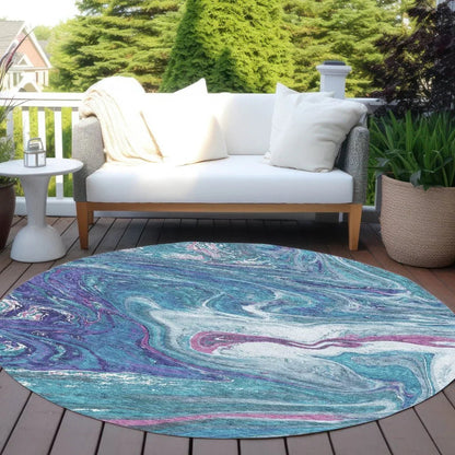 Malika Teal Washable Indoor-Outdoor Rug-Outdoor Rugs-LOOMLAN Rugs-LOOMLAN