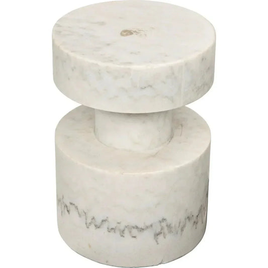 Mamud Marble White Round Side Table - LOOMLAN - Noir - Side Tables