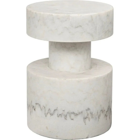 Mamud Marble White Round Side Table - LOOMLAN - Noir - Side Tables