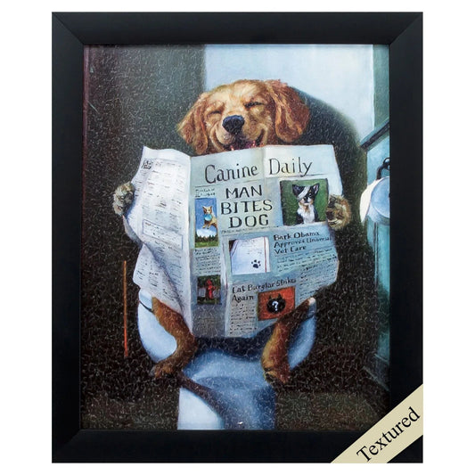 Man Bites Dog Neutral Framed Wall Art