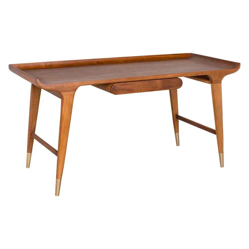 Mandrake Premium Teak Wood Made Desk-Home Office Desks-Noir-LOOMLAN