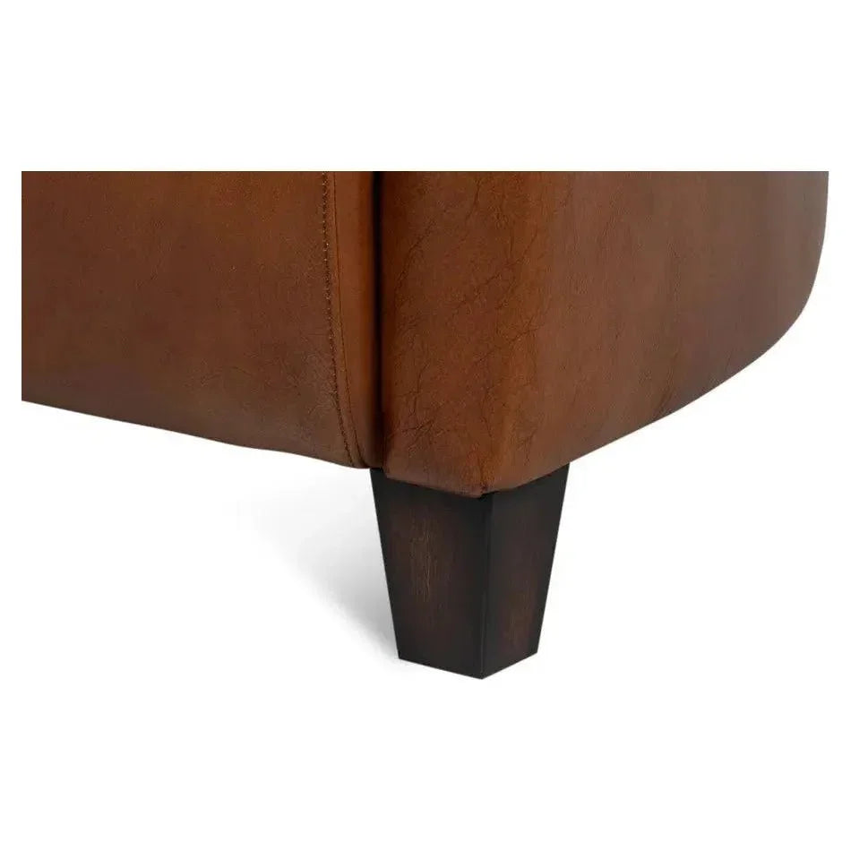 Mandy Arm Chair Retro Style Leather Club Chair - LOOMLAN - Sarreid - Club Chairs