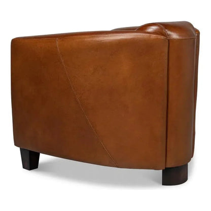 Mandy Arm Chair Retro Style Leather Club Chair - LOOMLAN - Sarreid - Club Chairs
