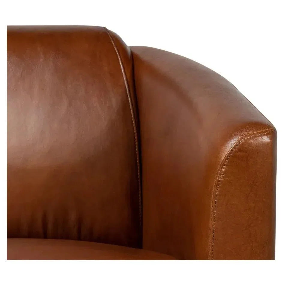 Mandy Arm Chair Retro Style Leather Club Chair - LOOMLAN - Sarreid - Club Chairs