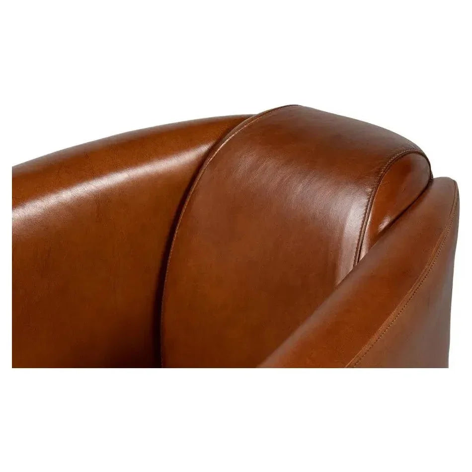 Mandy Arm Chair Retro Style Leather Club Chair - LOOMLAN - Sarreid - Club Chairs