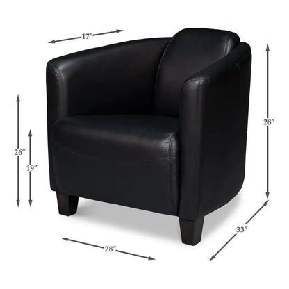 Mandy Wood and Leather Black Arm Chair - LOOMLAN - Sarreid - Club Chairs