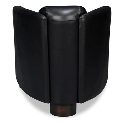 Mandy Wood and Leather Black Arm Chair - LOOMLAN - Sarreid - Club Chairs