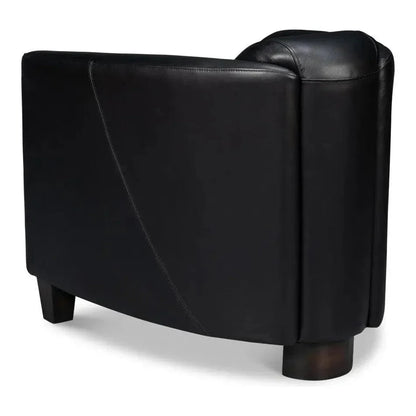 Mandy Wood and Leather Black Arm Chair - LOOMLAN - Sarreid - Club Chairs