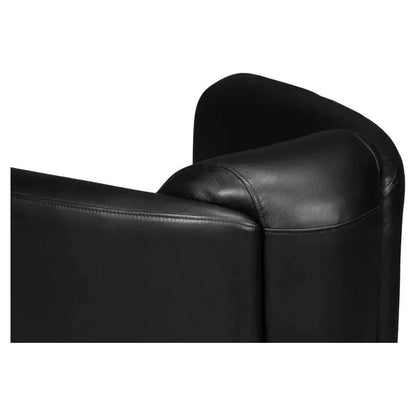 Mandy Wood and Leather Black Arm Chair - LOOMLAN - Sarreid - Club Chairs