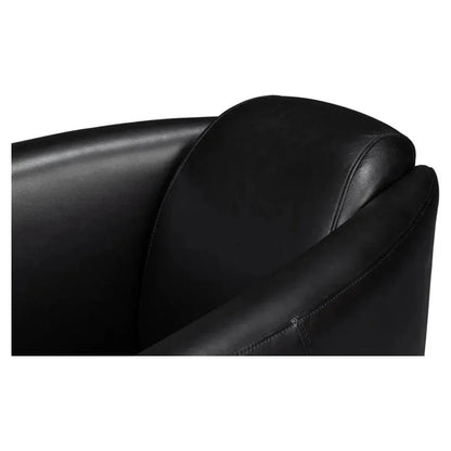 Mandy Wood and Leather Black Arm Chair - LOOMLAN - Sarreid - Club Chairs