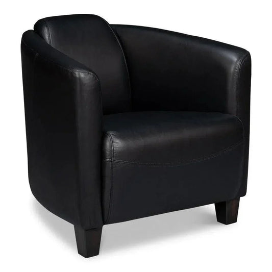 Mandy Wood and Leather Black Arm Chair - LOOMLAN - Sarreid - Club Chairs