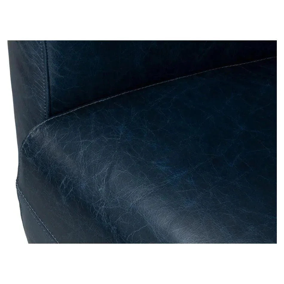 Mandy Wood and Leather Blue Arm Chair - LOOMLAN - Sarreid - Club Chairs