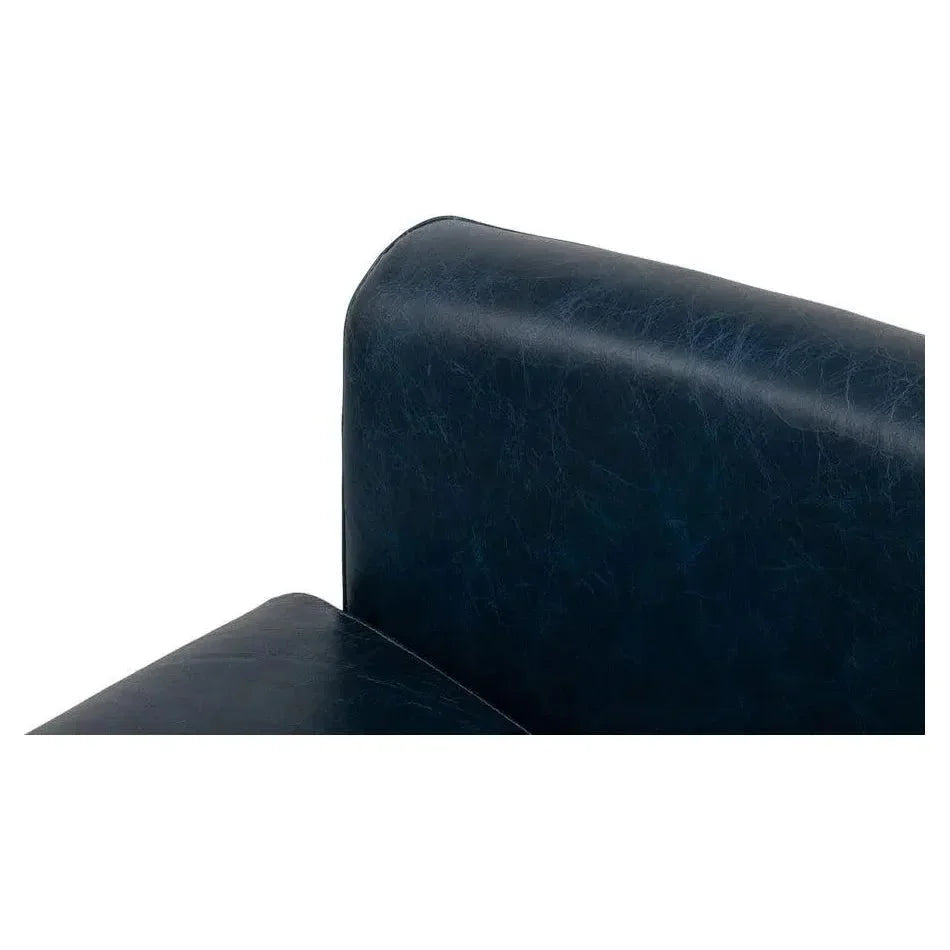 Mandy Wood and Leather Blue Arm Chair - LOOMLAN - Sarreid - Club Chairs