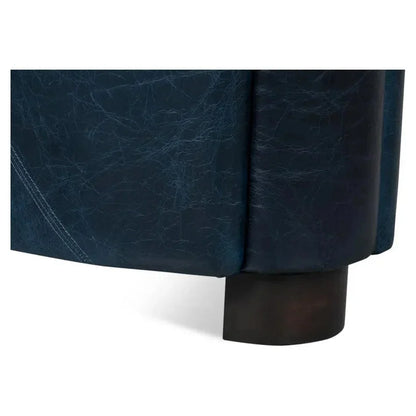 Mandy Wood and Leather Blue Arm Chair - LOOMLAN - Sarreid - Club Chairs