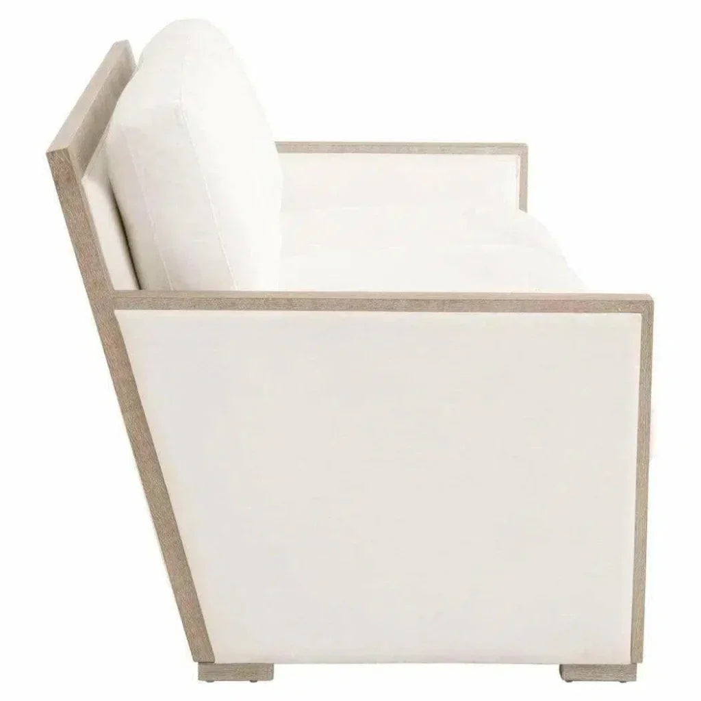 Manhattan 85" Wood Trim Sofa LiveSmart White - LOOMLAN - Essentials For Living - Sofas & Loveseats