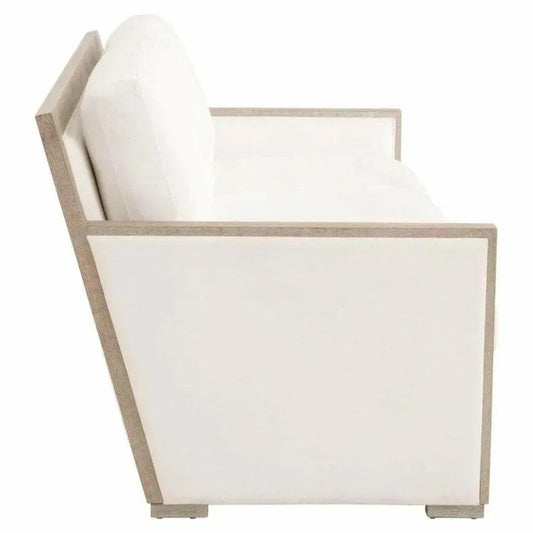 Manhattan 85" Wood Trim Sofa LiveSmart White - LOOMLAN - Essentials For Living - Sofas & Loveseats