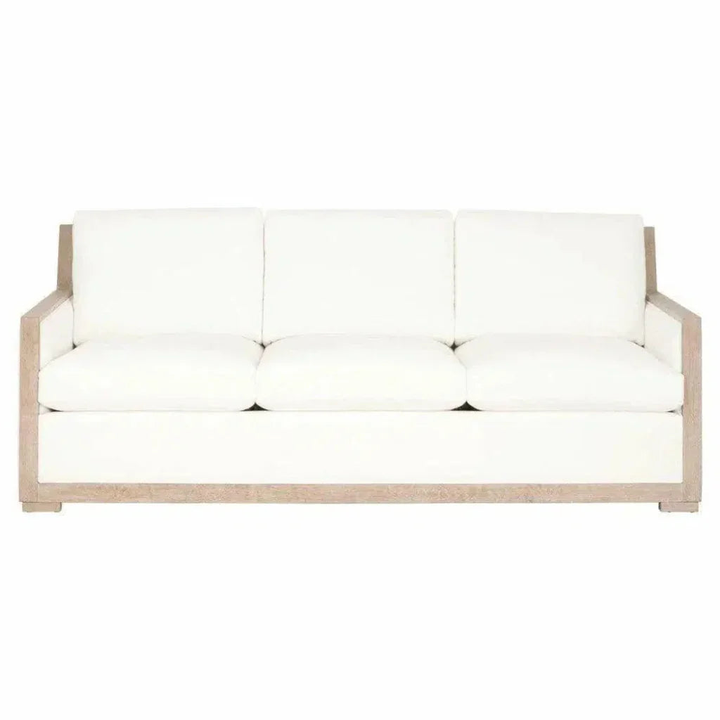 Manhattan 85" Wood Trim Sofa LiveSmart White - LOOMLAN - Essentials For Living - Sofas & Loveseats