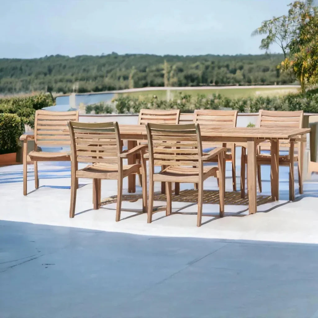 Manorhouse Rectangular Extandable Outdoor Dining Table-Outdoor Dining Tables-HiTeak-LOOMLAN