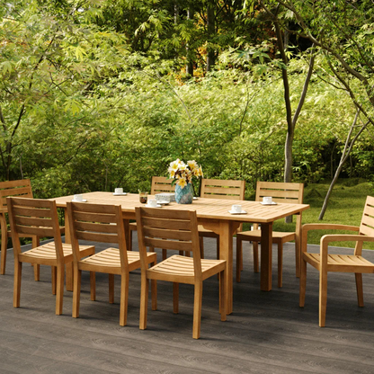 Manorhouse Teak Patio Family Dining Set 9PC-Outdoor Dining Sets-HiTeak-LOOMLAN