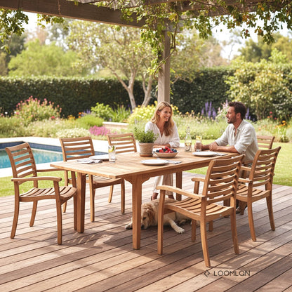 Manorhouse Teak Patio Rectangular Dining Set 7PC