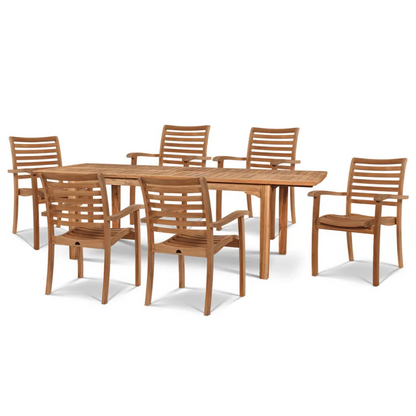 Manorhouse Teak Patio Rectangular Dining Set 7PC-Outdoor Dining Sets-HiTeak-LOOMLAN