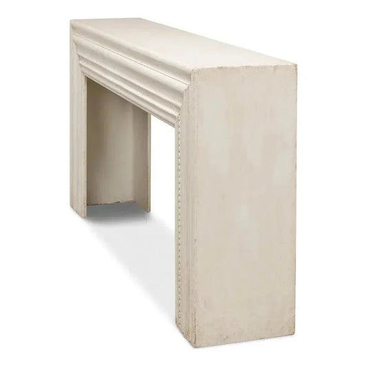 Mantel Console Table Antique White Reclaimed Wood - LOOMLAN - Sarreid - Console Tables