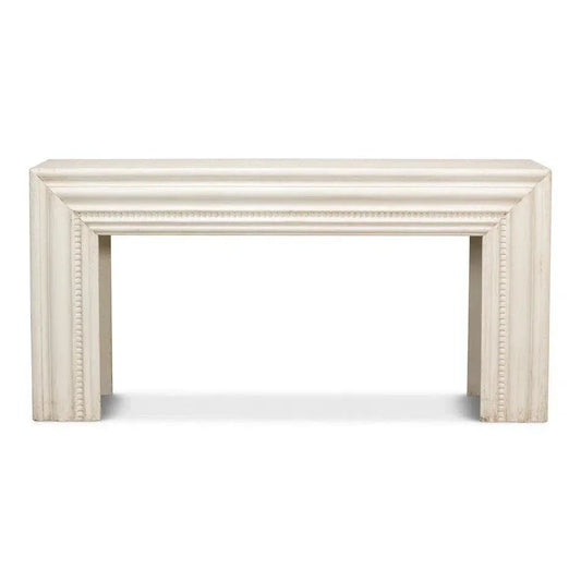 Mantel Console Table Antique White Reclaimed Wood - LOOMLAN - Sarreid - Console Tables