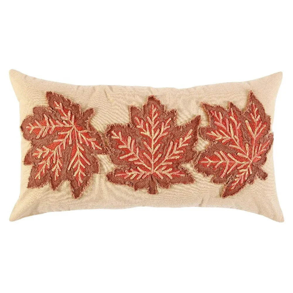 Maple Leaf Beige Lumbar Decorative Pillow - LOOMLAN - LOOMLAN - Throw Pillows