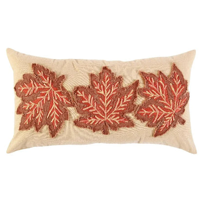 Maple Leaf Beige Lumbar Decorative Pillow - LOOMLAN - LOOMLAN - Throw Pillows
