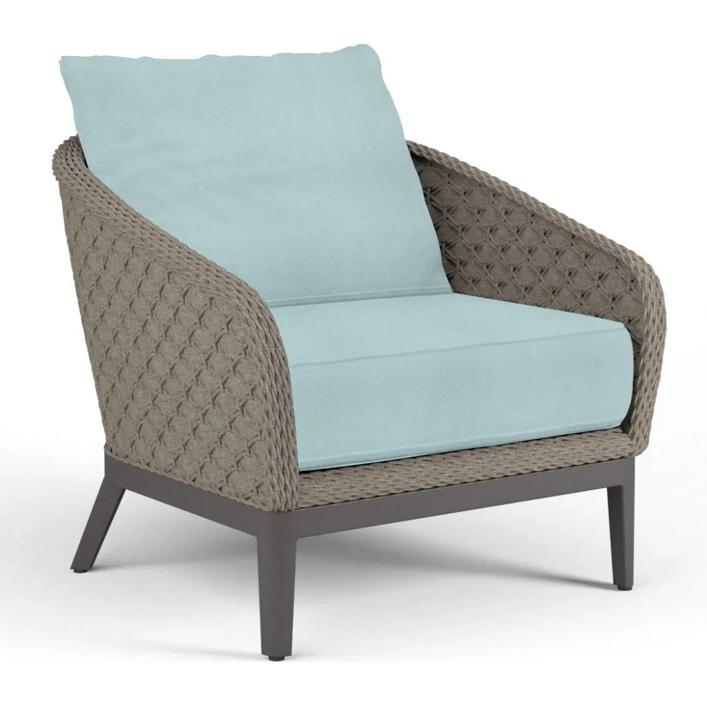Marbella Sunbrella Outdoor Club Chair-Outdoor Accent Chairs-Sunset West-Dupione Celeste-LOOMLAN