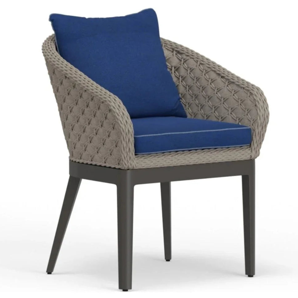 Marbella Sunbrella Outdoor Dining Chair 2PC-Outdoor Dining Chairs-Sunset West-Echo Midnight-LOOMLAN