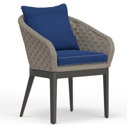 Marbella Sunbrella Outdoor Dining Chair 2PC-Outdoor Dining Chairs-Sunset West-Echo Midnight-LOOMLAN