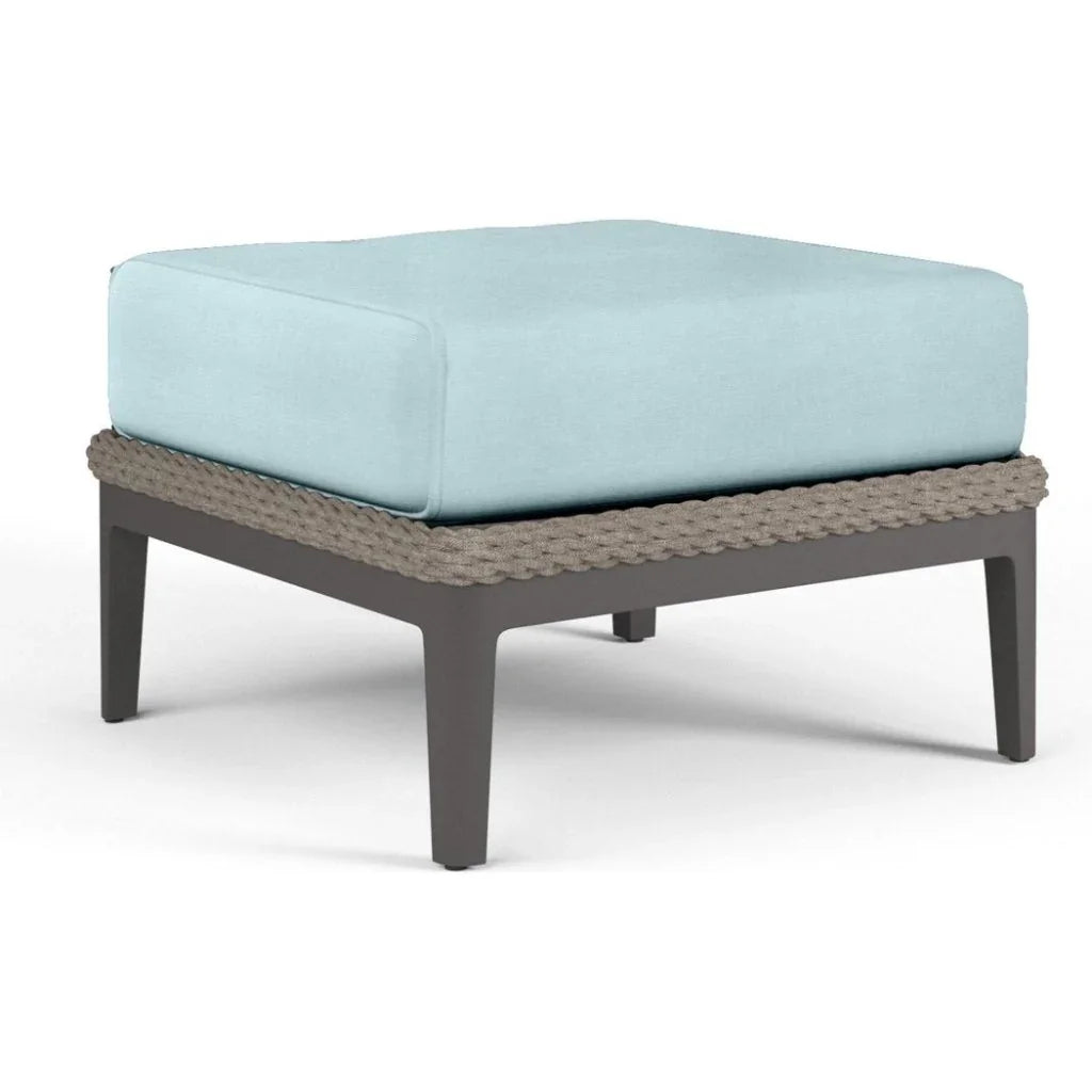 Marbella Sunbrella Outdoor Ottoman-Outdoor Ottomans-Sunset West-Dupione Celeste-LOOMLAN