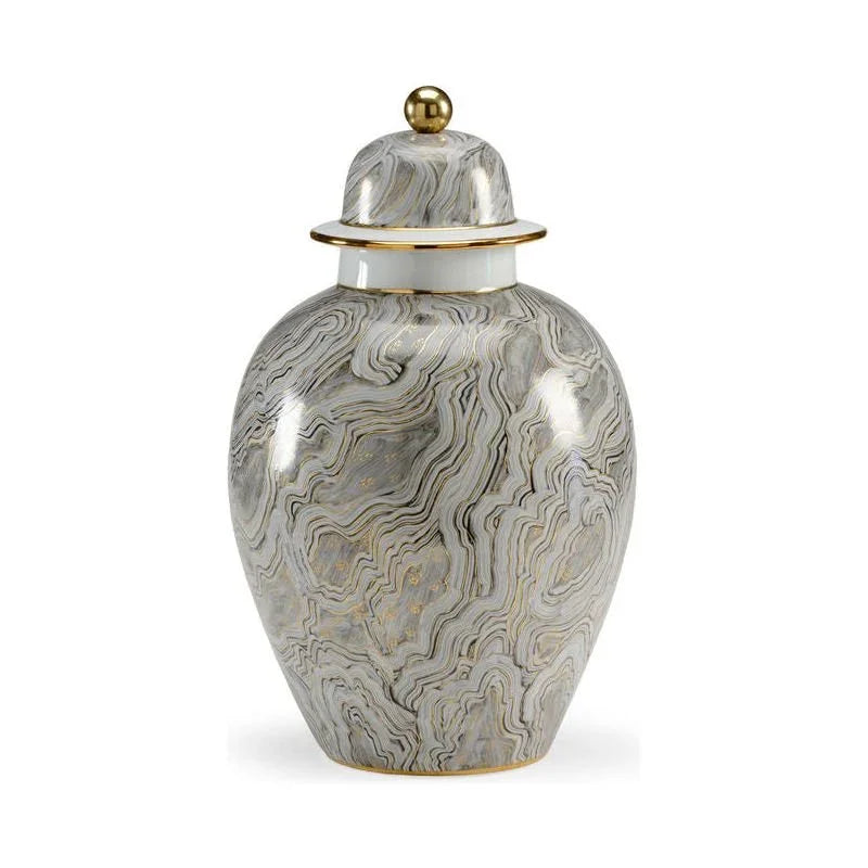 Marbled Grey Porcelain Urn - LOOMLAN - Chelsea House - Vases & Jars