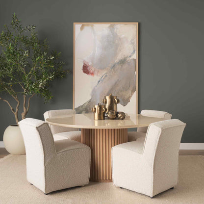 Marbrello Botticino Marble Top Round Dining Table