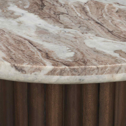 Marbrello Pink Marble Top Round Side Table