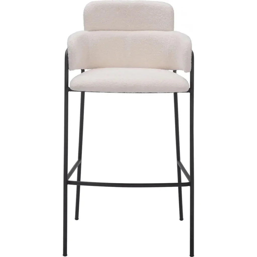 Marcel Barstool (Set of 2) Cream - LOOMLAN - Zuo Modern - Bar Stools