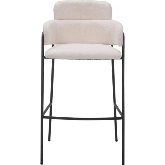 Marcel Barstool (Set of 2) Cream - LOOMLAN - Zuo Modern - Bar Stools