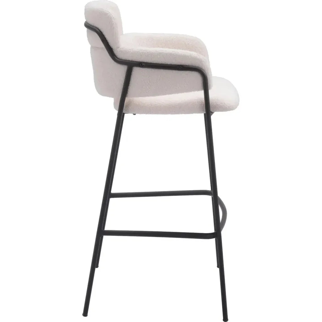 Marcel Barstool (Set of 2) Cream - LOOMLAN - Zuo Modern - Bar Stools