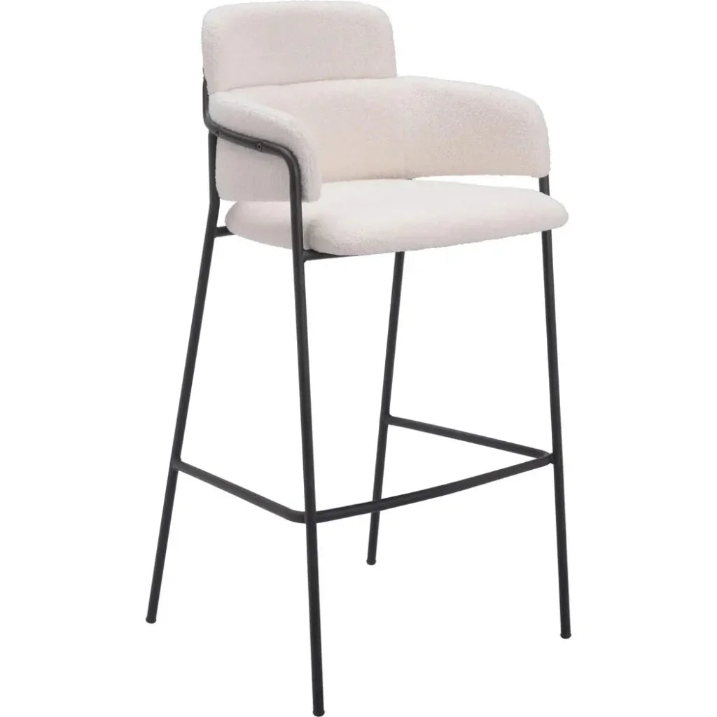 Marcel Barstool (Set of 2) Cream - LOOMLAN - Zuo Modern - Bar Stools