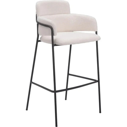 Marcel Barstool (Set of 2) Cream - LOOMLAN - Zuo Modern - Bar Stools