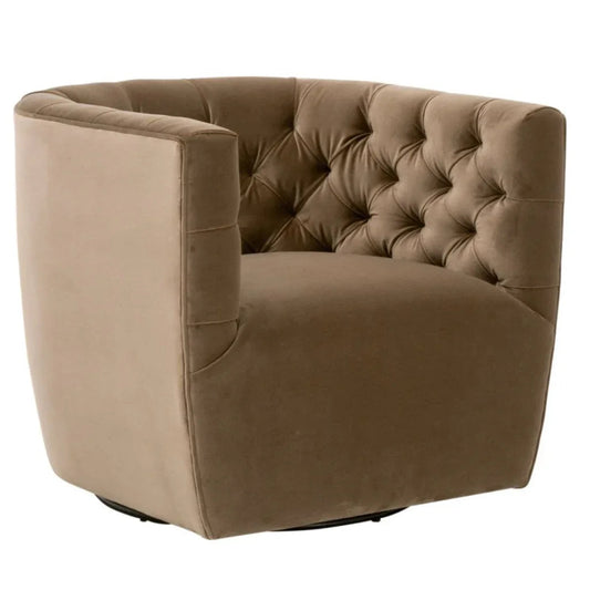 Marcel Cotton Swivel Club Chair - LOOMLAN - Essentials For Living - Club Chairs