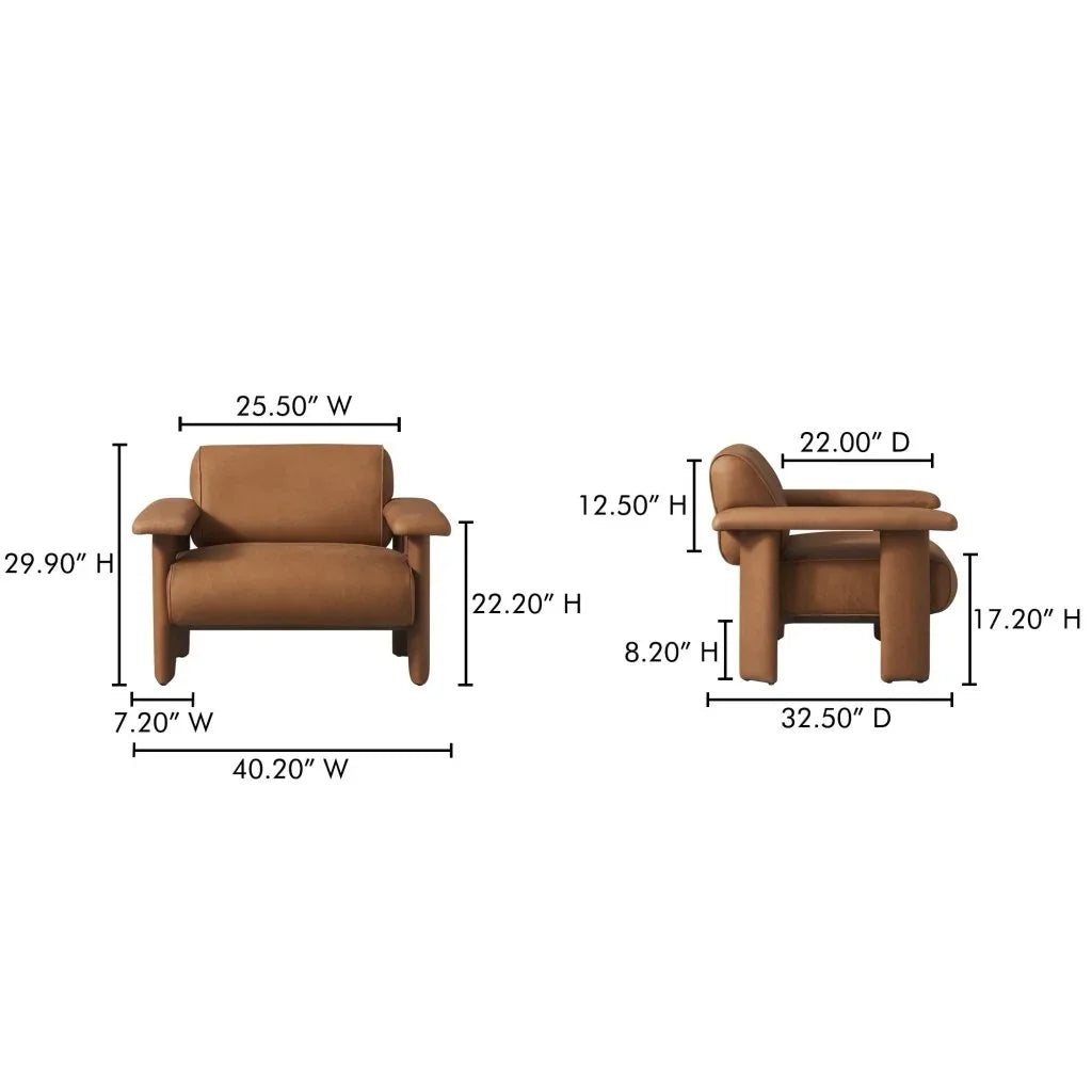 Marcello Full Aniline Leather Lounge Chair - LOOMLAN - Moe's Home - Club Chairs