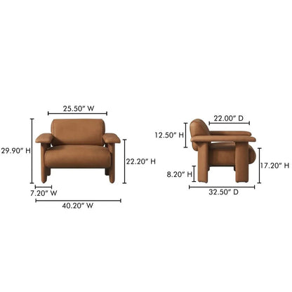 Marcello Full Aniline Leather Lounge Chair - LOOMLAN - Moe's Home - Club Chairs