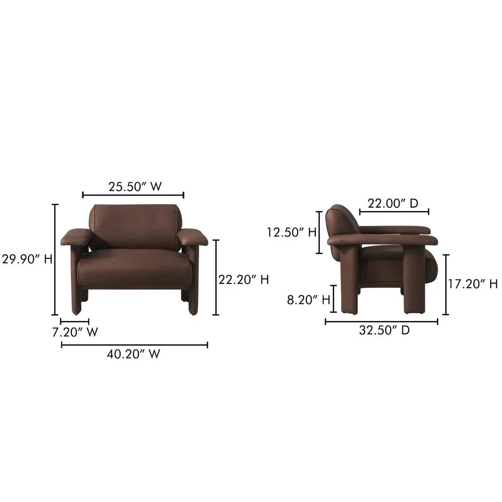 Marcello Full Aniline Leather Lounge Chair - LOOMLAN - Moe's Home - Club Chairs