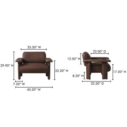 Marcello Full Aniline Leather Lounge Chair - LOOMLAN - Moe's Home - Club Chairs